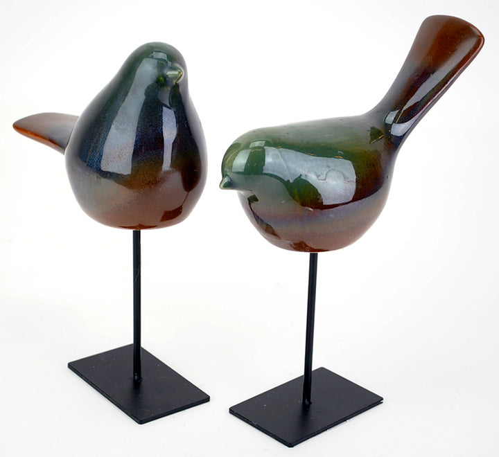 Stoneware Bird on Stand (2 styles)