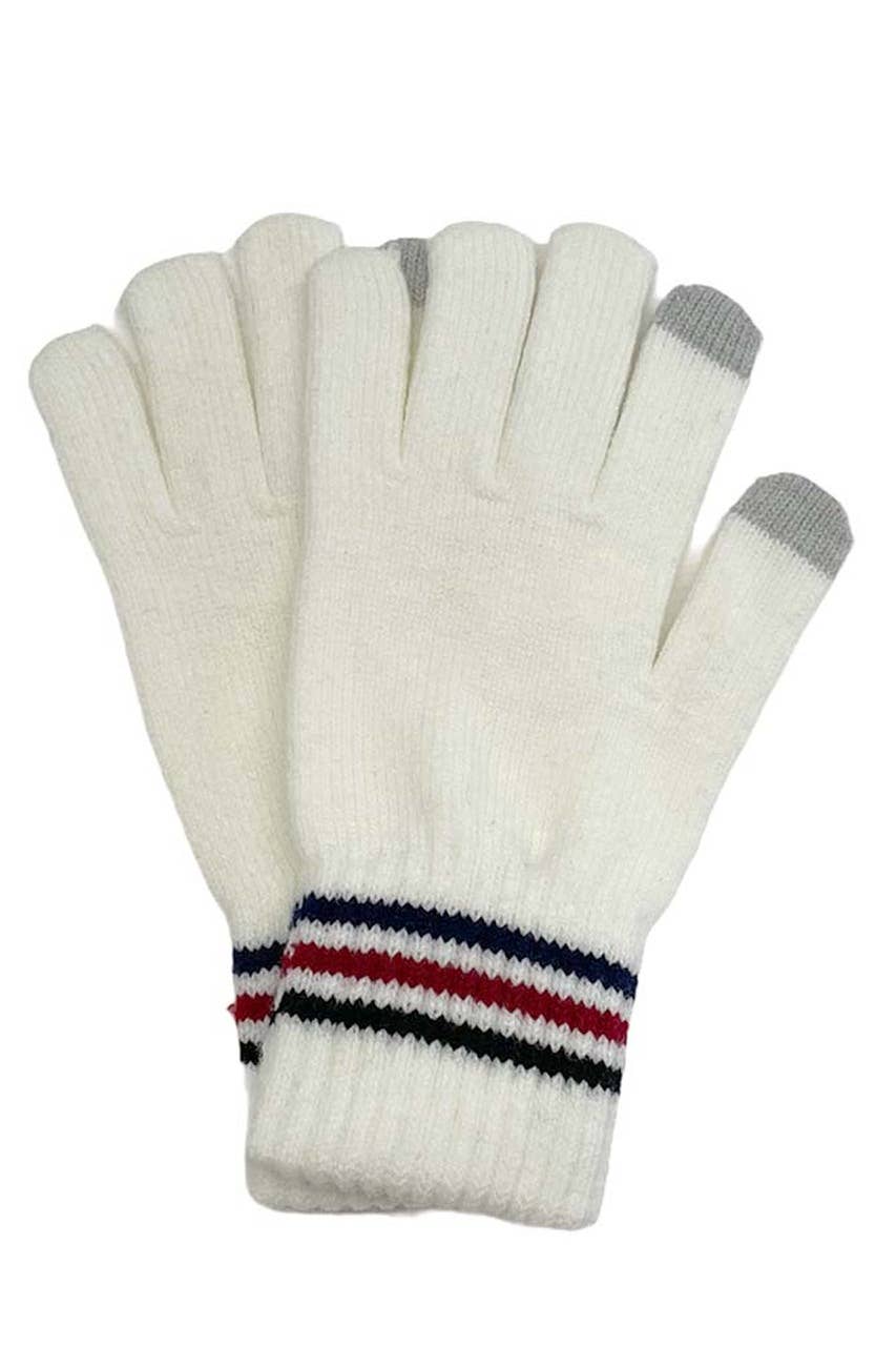 Hana - Stripe Knit Touch Gloves