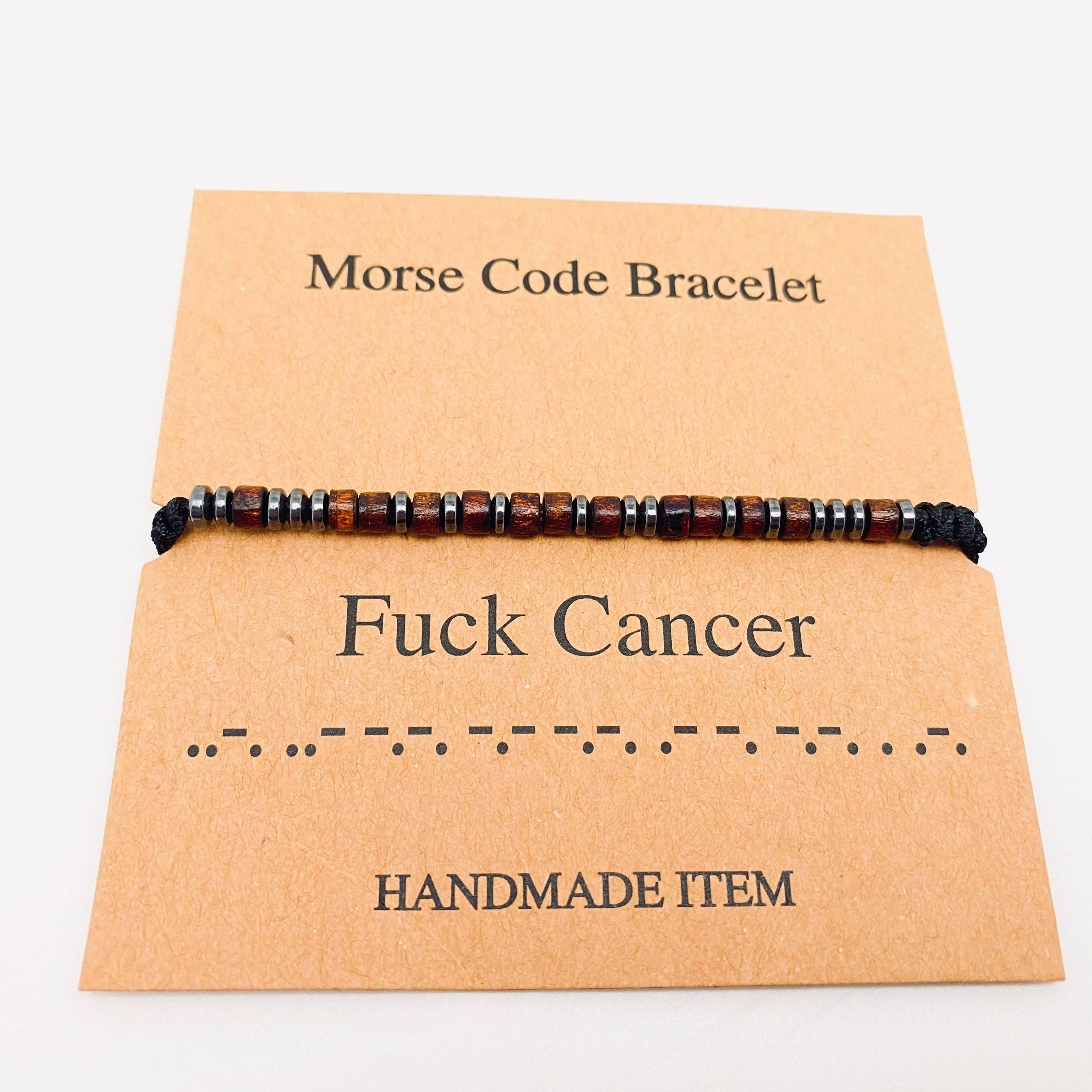 Multi-style Hand-woven Wood Bead Morse Code Bracelet