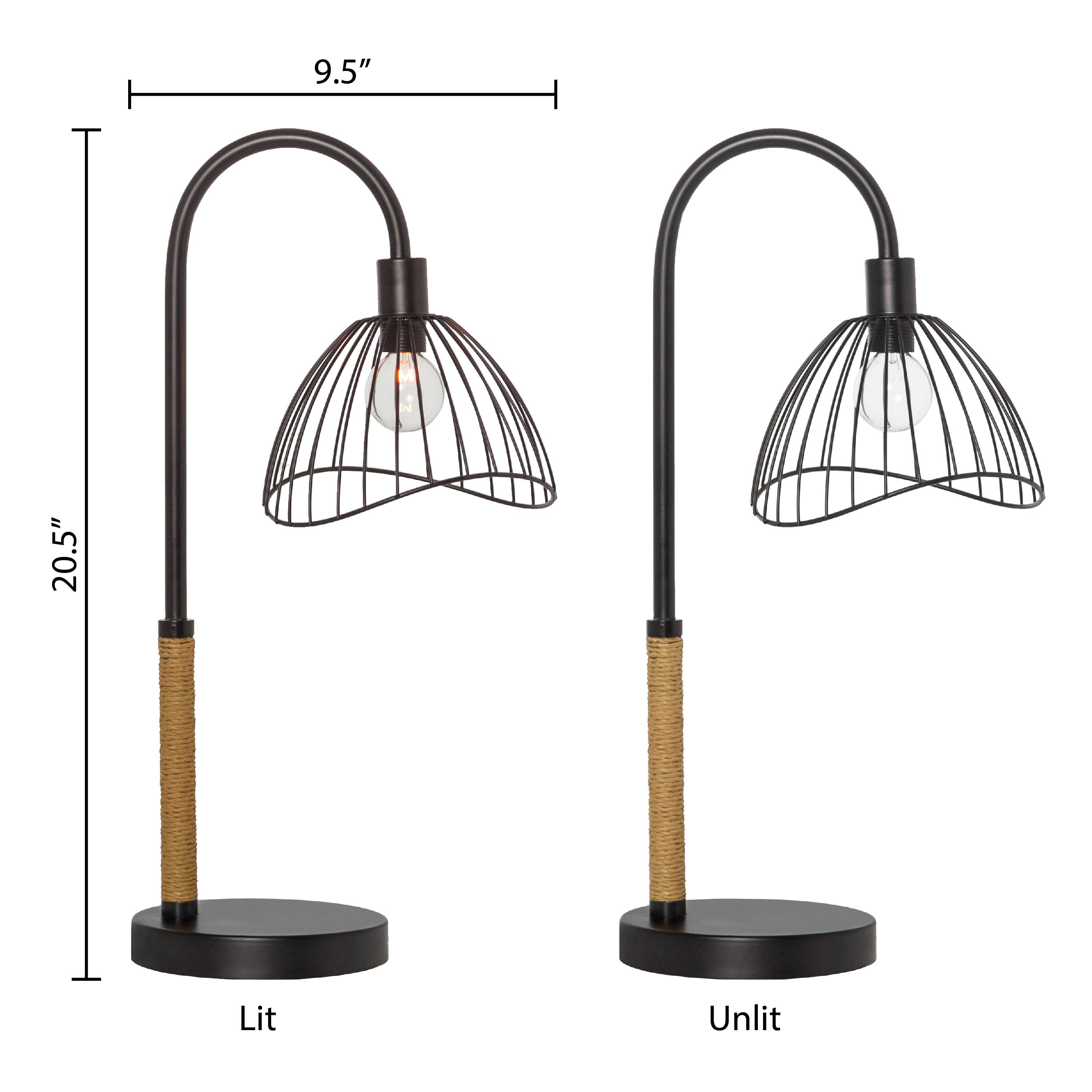 Black Dome Shade Table Lamp 20.5"H