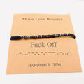 Multi-style Hand-woven Wood Bead Morse Code Bracelet