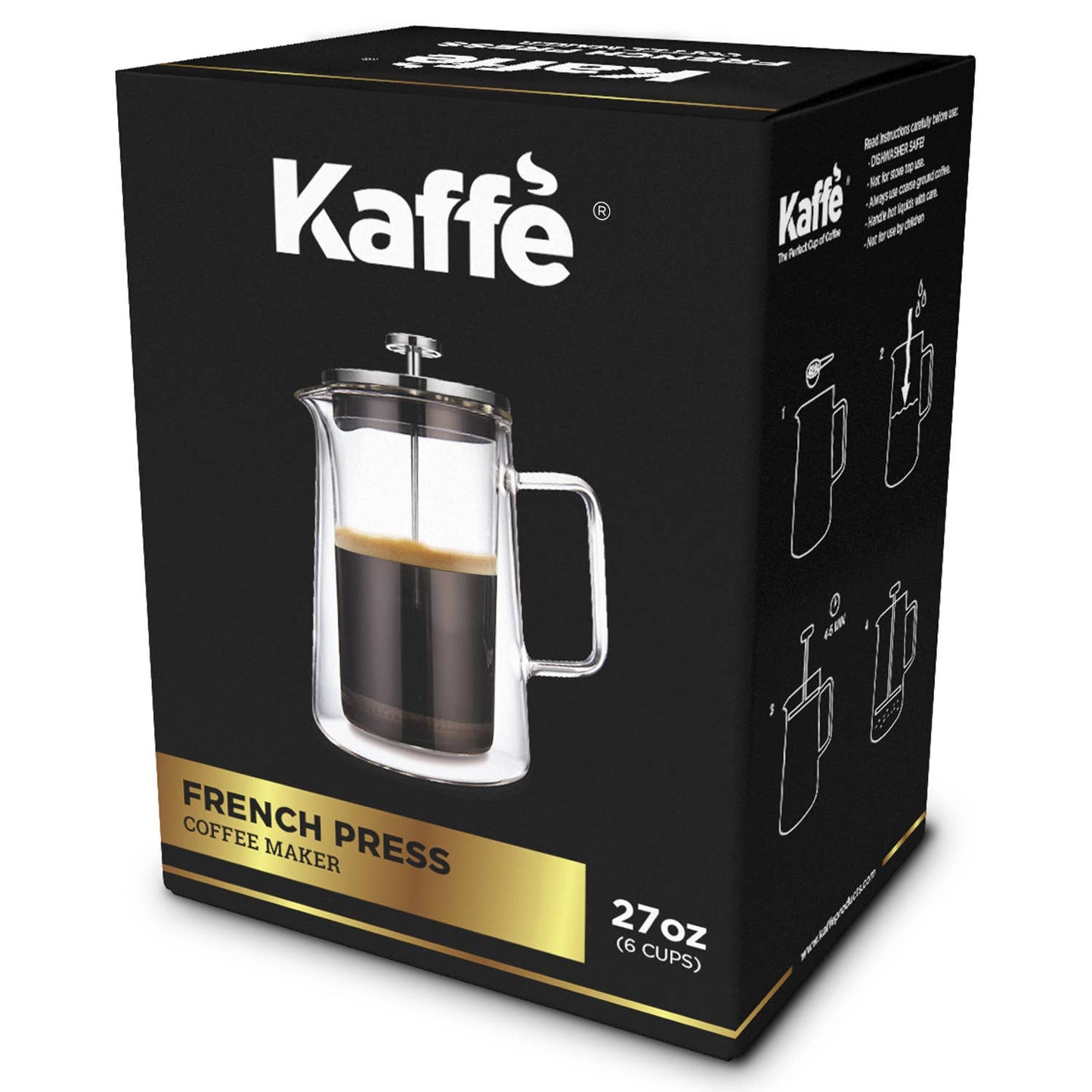 Kaffe French Press Coffee Maker. Double-Wall Glass (0.8L)