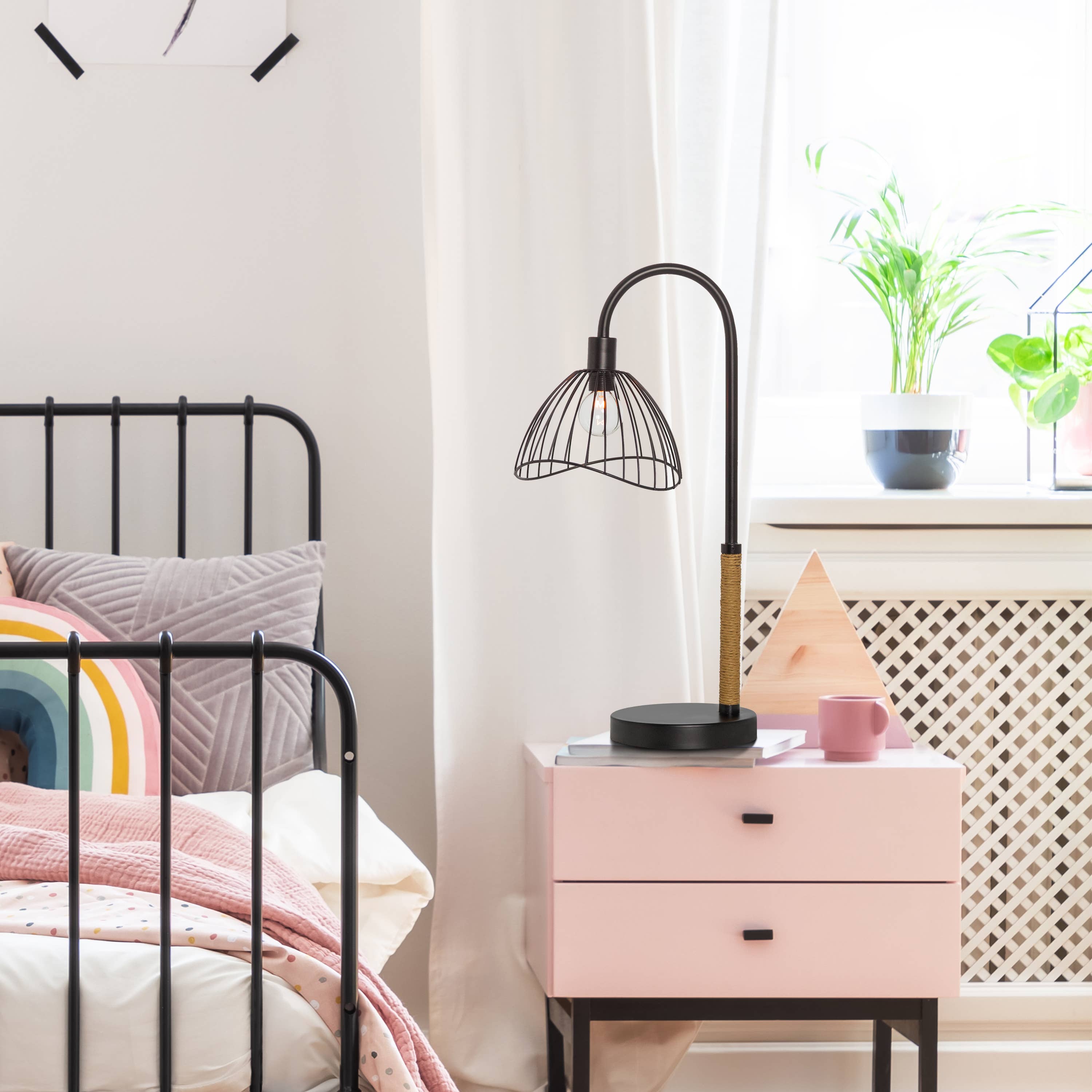 Black Dome Shade Table Lamp 20.5"H