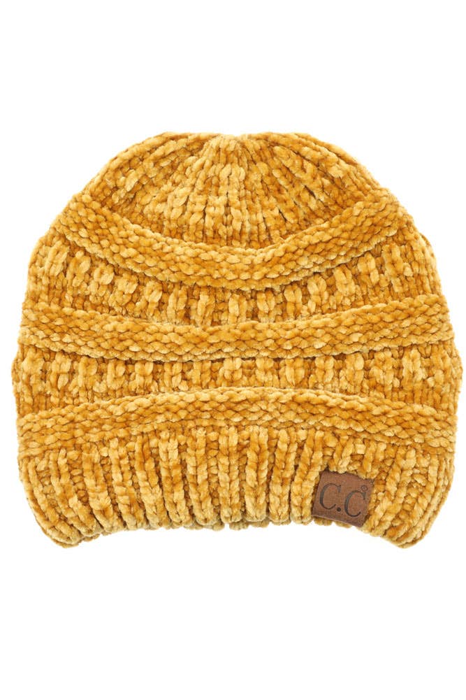 Hana - C.C Ribbed Chenille Soft Beanie Winter Hat