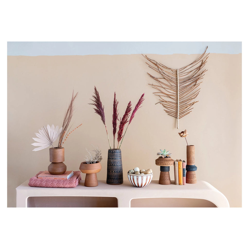 Creative Co-Op - Bloomingville - Handmade Debossed Terra-Cotta Vase