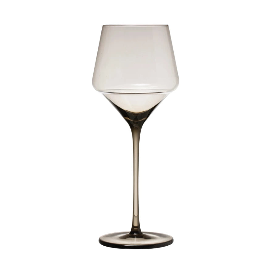 Creative Co-op - Wine Glass, Smoke Color