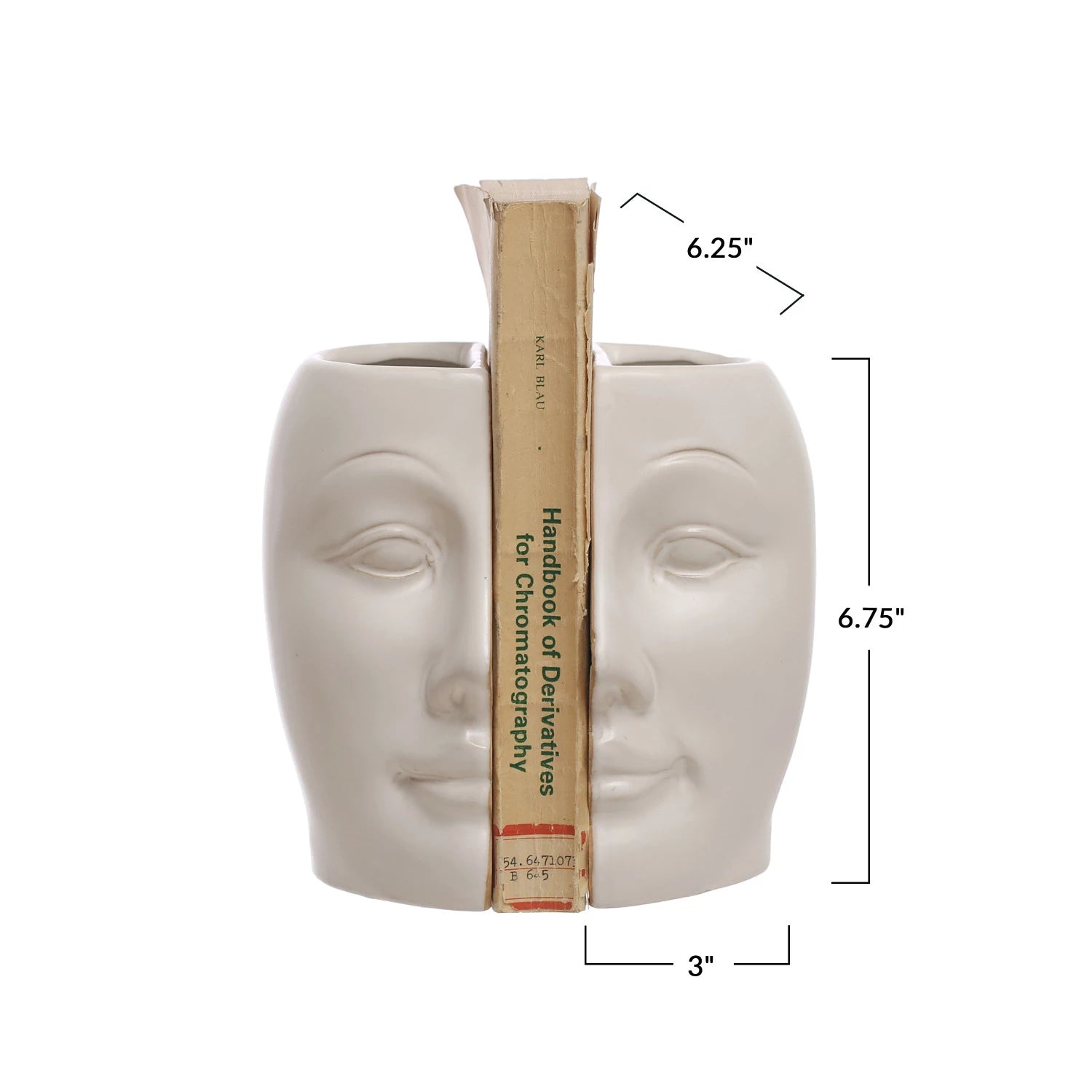 Creative Co-Op- Bloomingville - Sculpted Stoneware Face Vase/Bookend Set