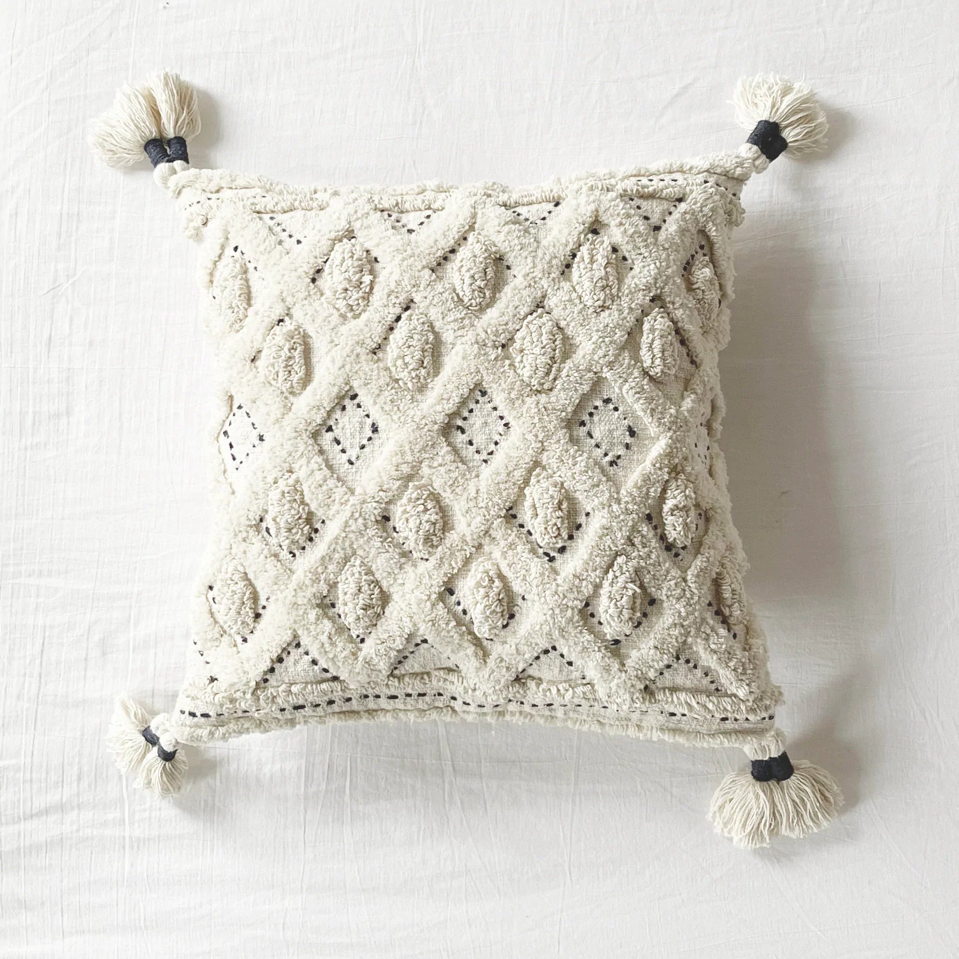 Patina Vie - Amalfi Coast - Mini Diamond Tufted Cotton Slub Square Pillow