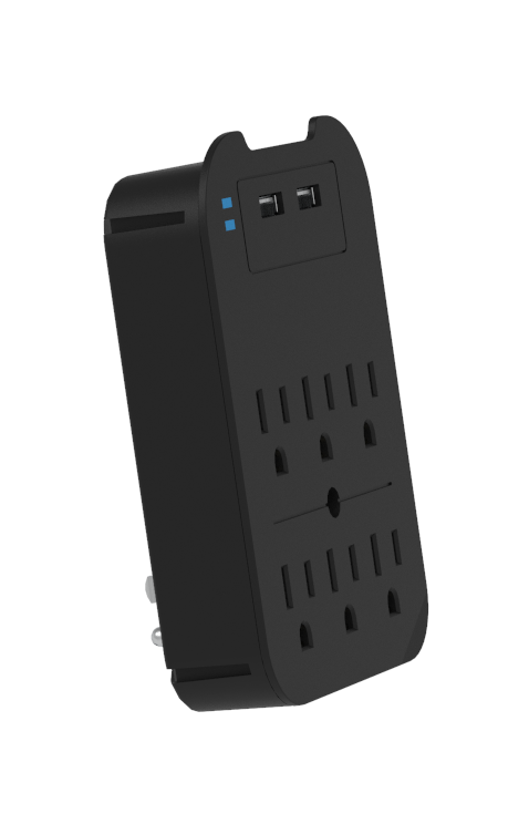 Charge Surge Protector, 6 Outlets/2 USB Ports - Retail Pack