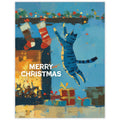 Scarecrow & Nut Tree - Stockings Cat - Cat Lovers Christmas Card