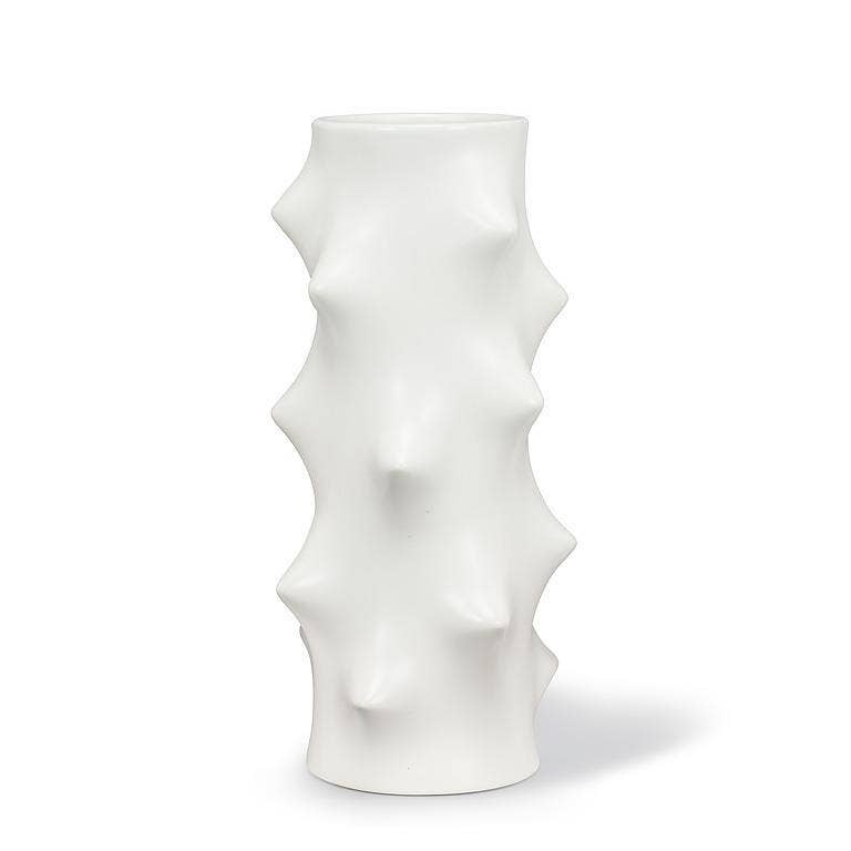 Abbott - Tall Vase with Spikes-White-12"H - Clearance