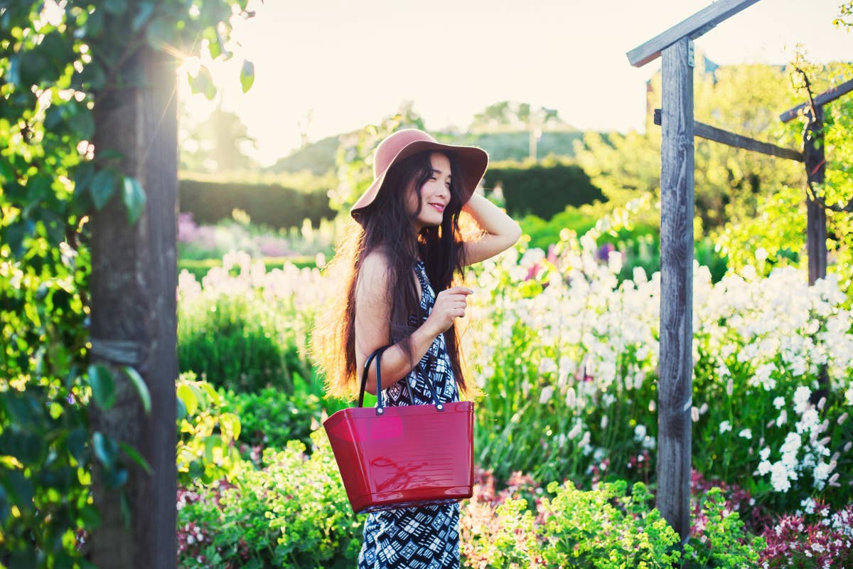 Hinza Bag, Green Plastic - Maroon