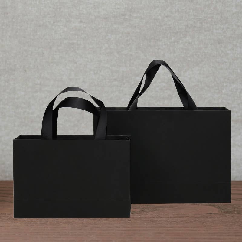 Premium Threaded Rope All Black Paper Gift Bag