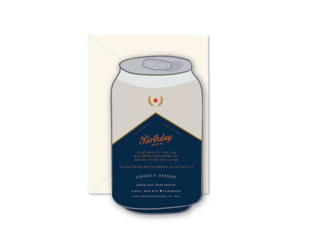 Ginger P. Designs - Birthday Brew die-cut folded Greeting Card