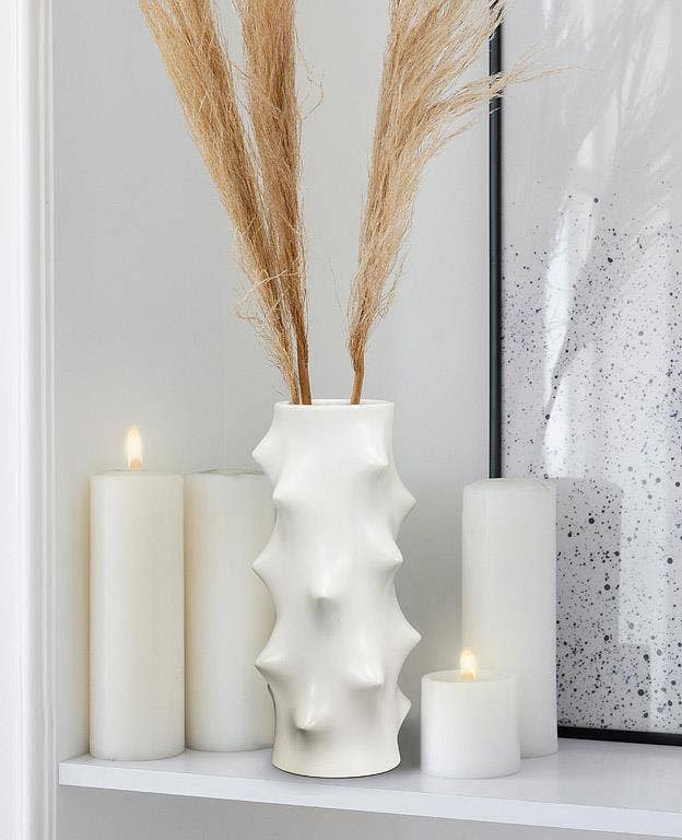 Abbott - Tall Vase with Spikes-White-12"H - Clearance