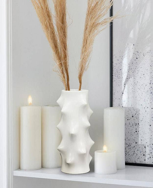 Abbott - Tall Vase with Spikes-White-12"H - Clearance