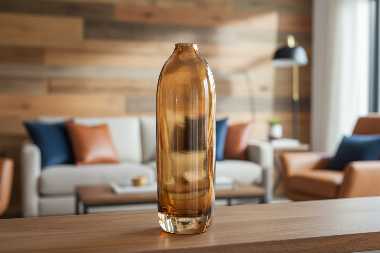 Abbott - Tall Vase-Dark Amber-7.5"H