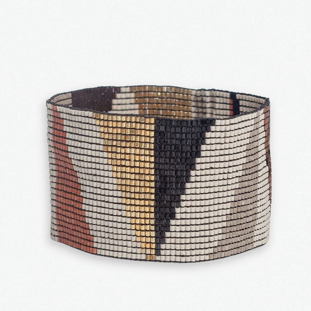 Ink + Alloy Brooklyn Angles Beaded Stretch Bracelet Mixed Metallics