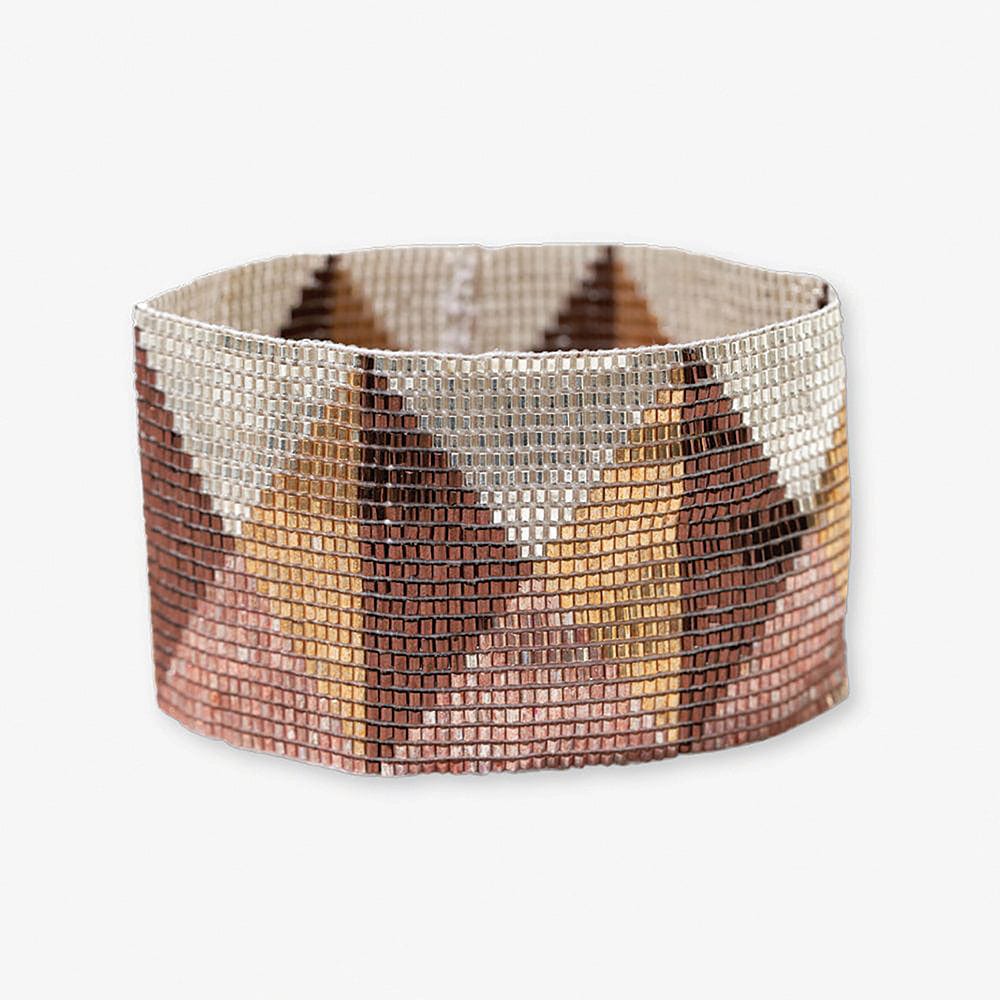 Ink + Alloy Brooklyn Triangles Beaded Stretch Bracelet Mixed Metallics