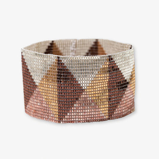 Brooklyn Triangles Beaded Stretch Bracelet Mixed Metallics