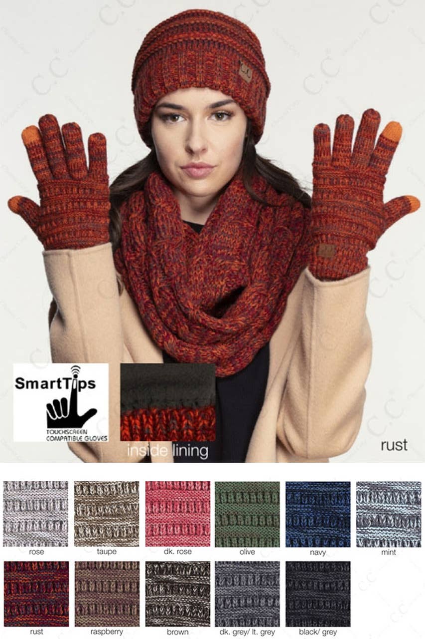 Hana - C.C Multi Color Gloves with Lining Inside