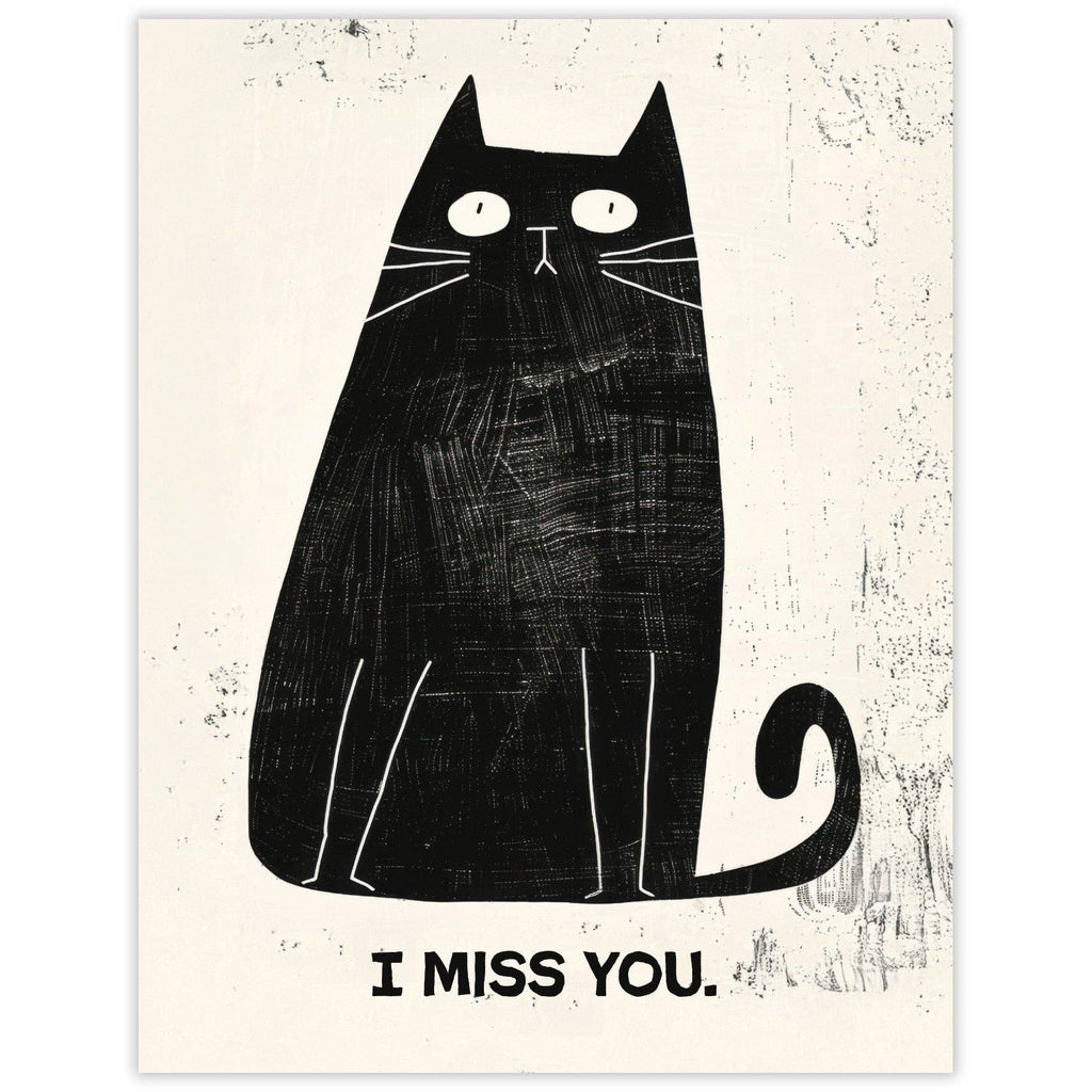 Scarecrow & Nut Tree - Sad Cat Miss You Card