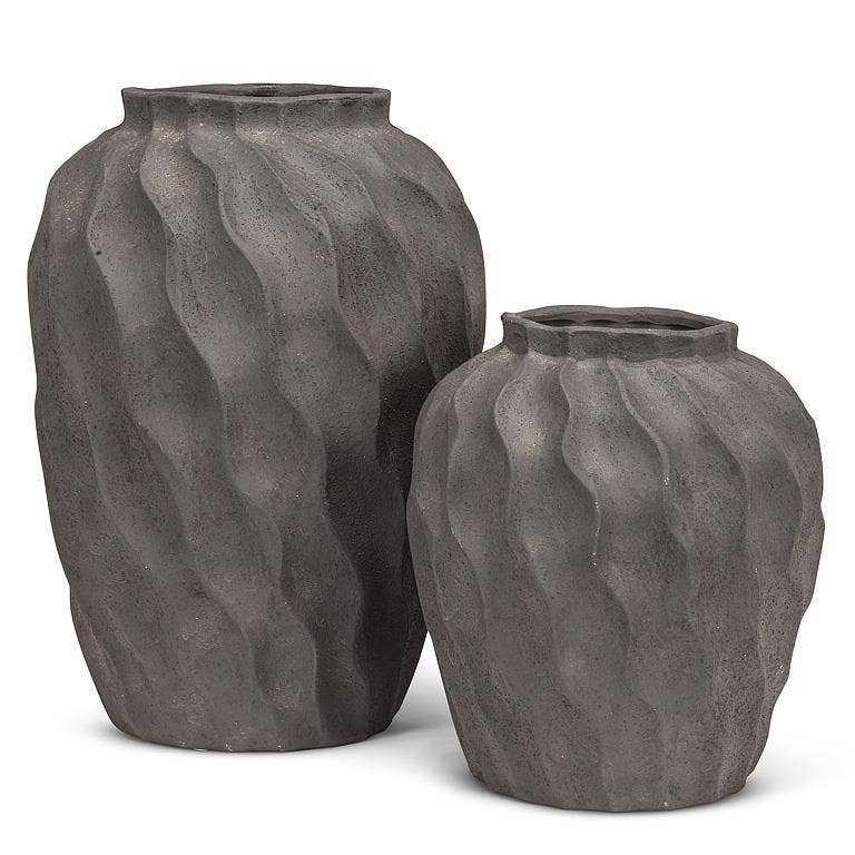 Abbott - Textured Urn Vase-Dark Grey-13.5"H