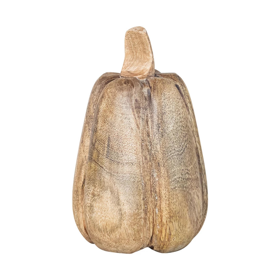 Creative Co-Op- Carved Mango Wood Pumpkin(3.5")