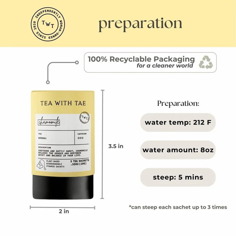 Tea with Tae - Chamomile Tea Mini Tube Gift (5 tea bags)