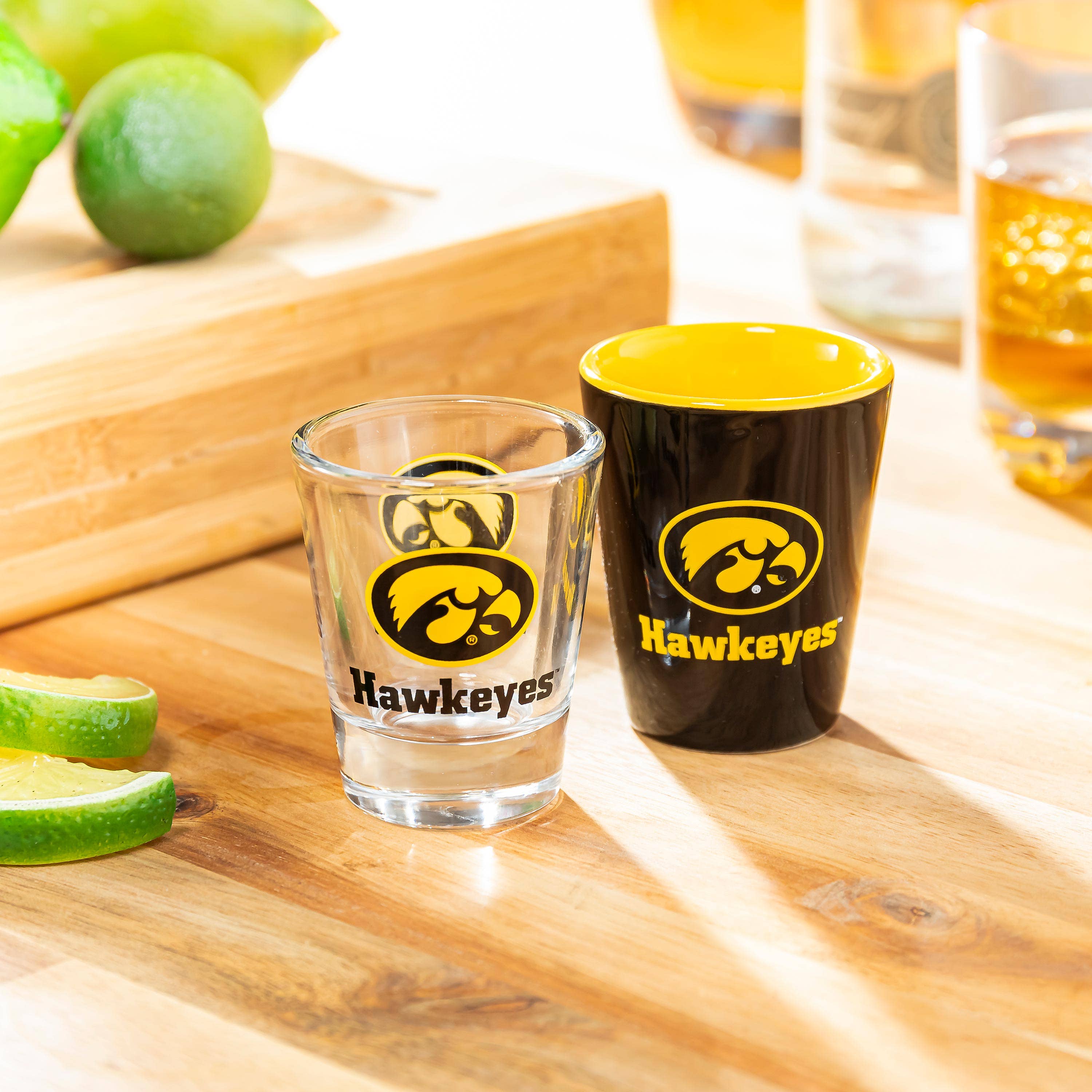 University of Iowa 4-Piece Ceramic and Glass 2oz. Shot Glass