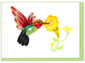Quilling Greeting Card - Quilled Hummingbird & Flowers Gift Enclosure Mini Card