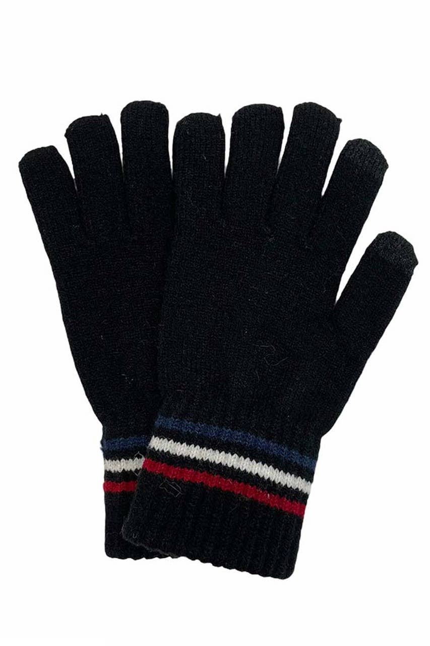 Hana - Stripe Knit Touch Gloves
