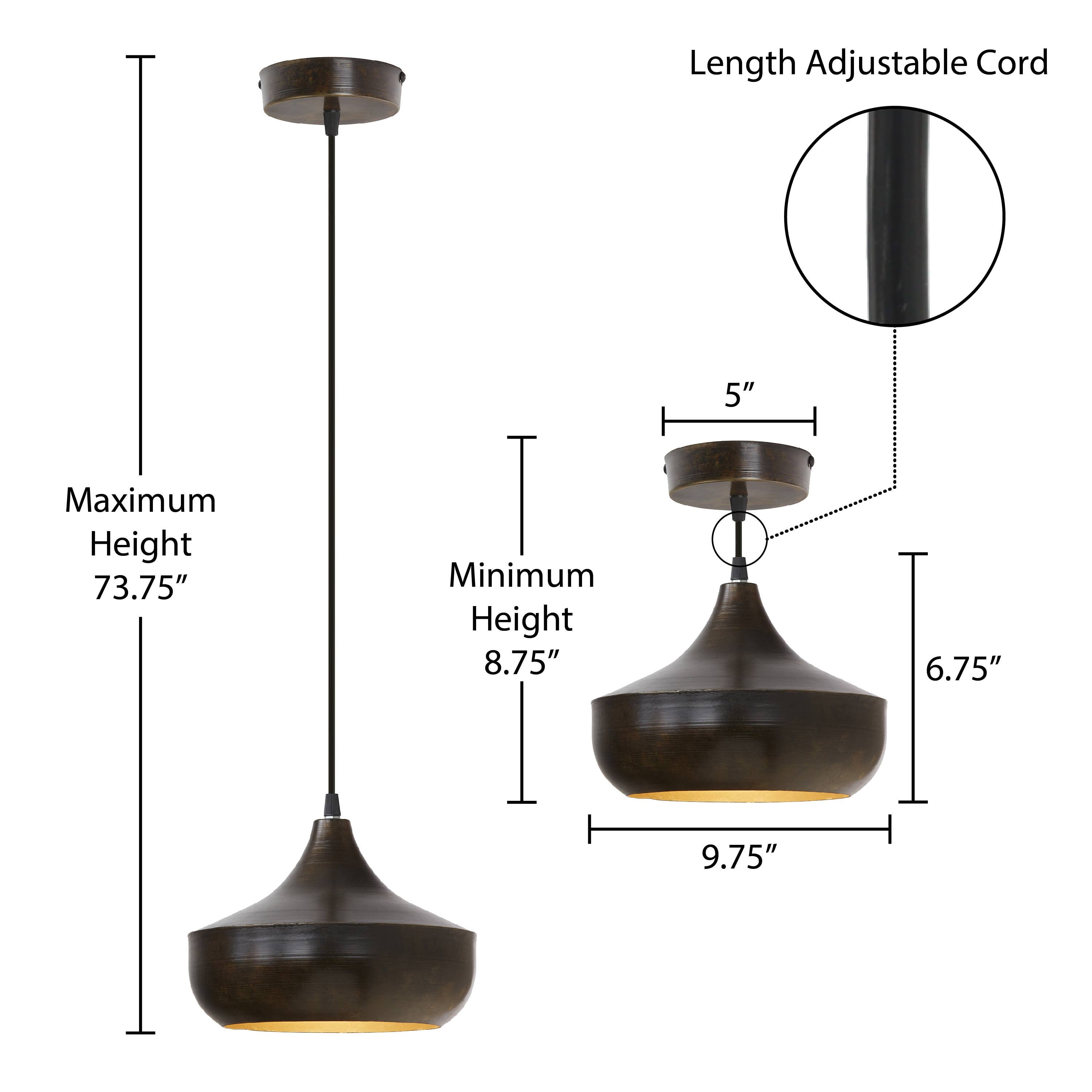 Bronze and Gold Metal Hanging Pendant Light
