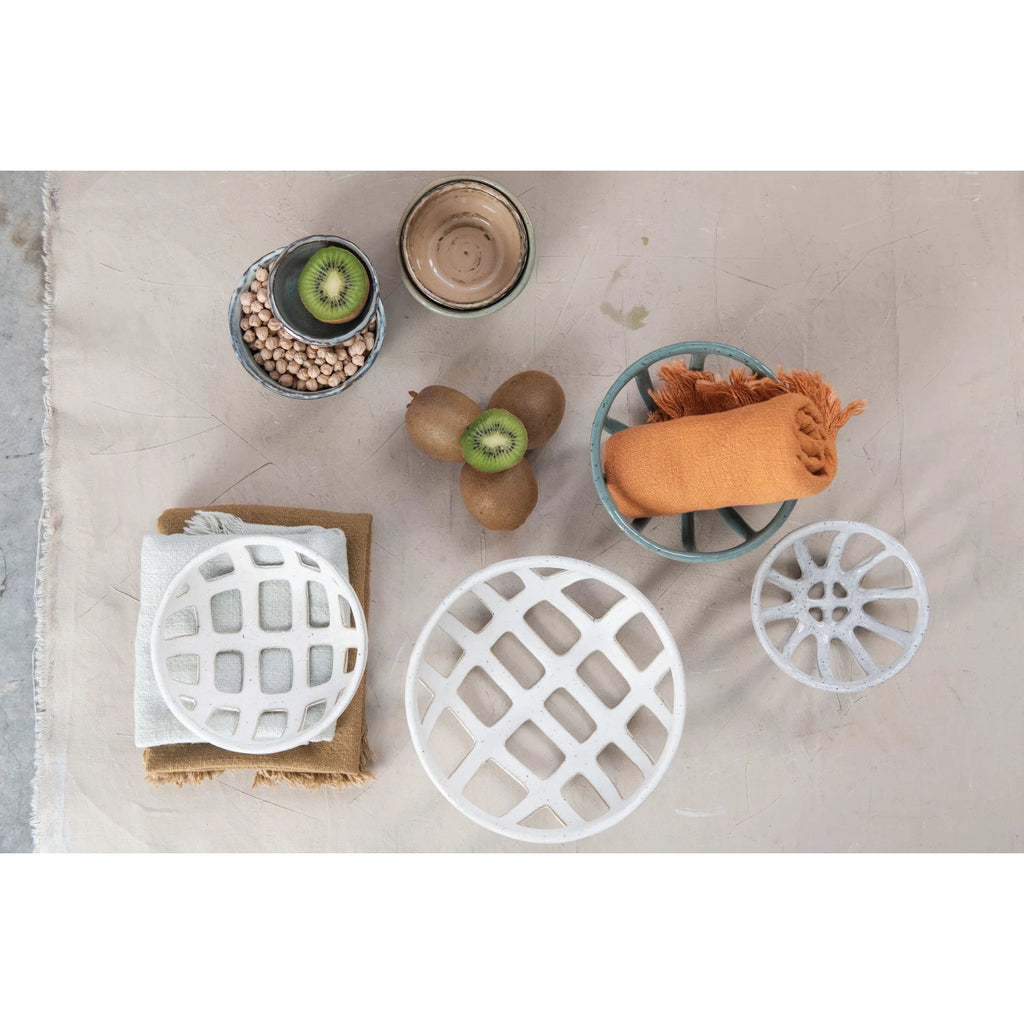 Creative Co-op - Handmade Stoneware Basket Bowl
