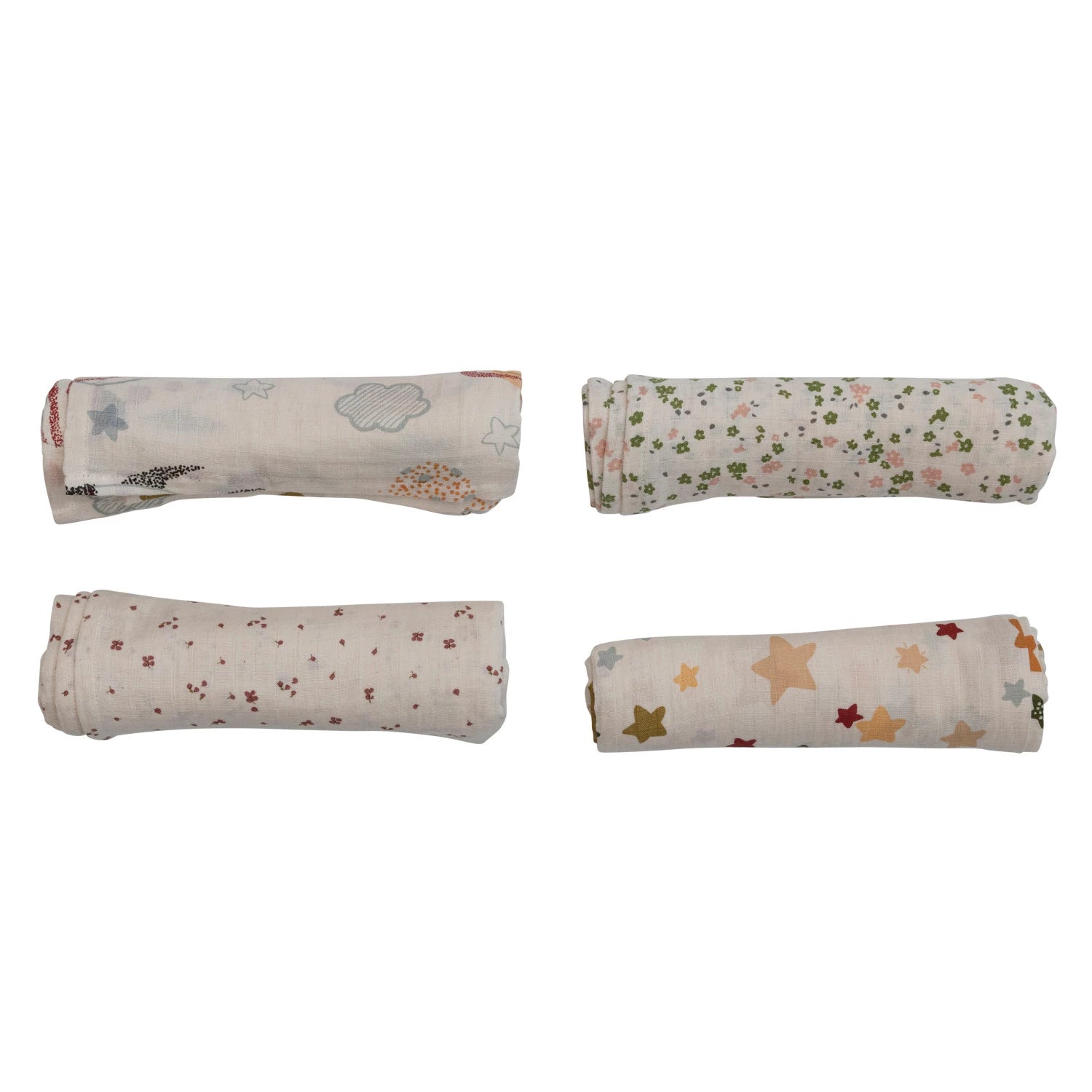 Creative Co-op - Cotton Muslin Double Cloth Swaddle w/ Matching Drawstring Bag