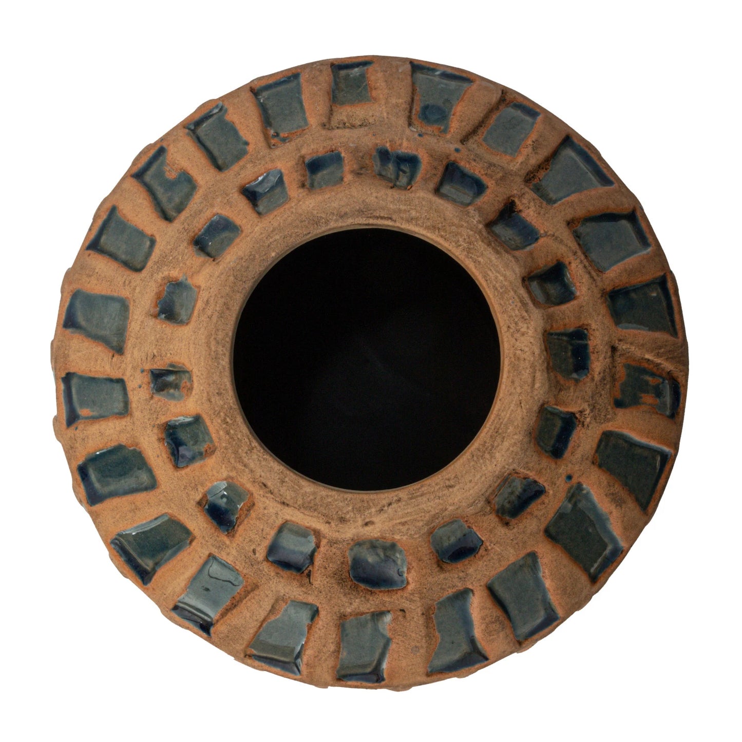 Creative Co-Op - Debossed Terra-Cotta & Blue Vase