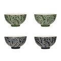 Creative Co-Op - Round Stoneware Bowl w/ Wax Relief Botanicals