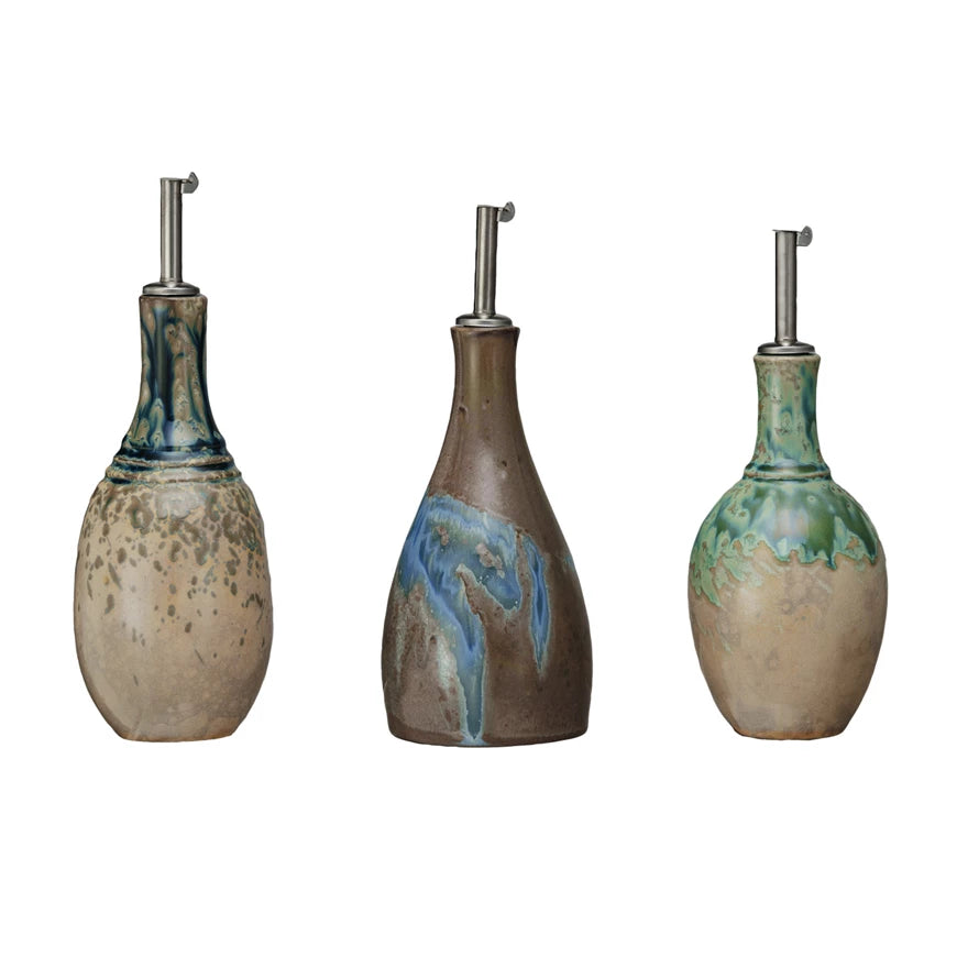 Creative Co-Op - 10oz Stoneware Oil Cruet ( 3 Styles)