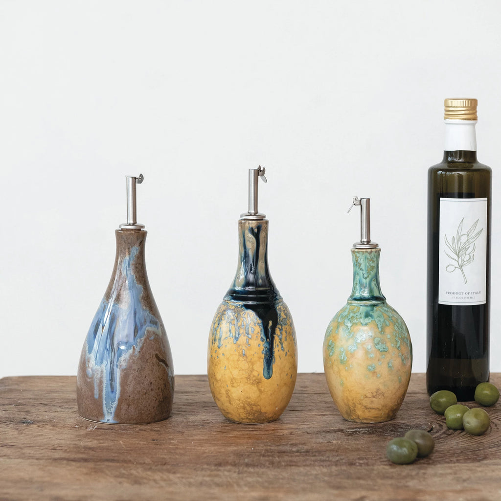 Creative Co-Op - 10oz Stoneware Oil Cruet ( 3 Styles)