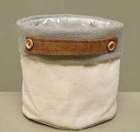 Canvas Pot Cover 5.5" Cream/Pebble