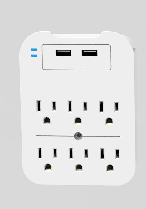 Charge Surge Protector, 6 Outlets/2 USB Ports - Retail Pack