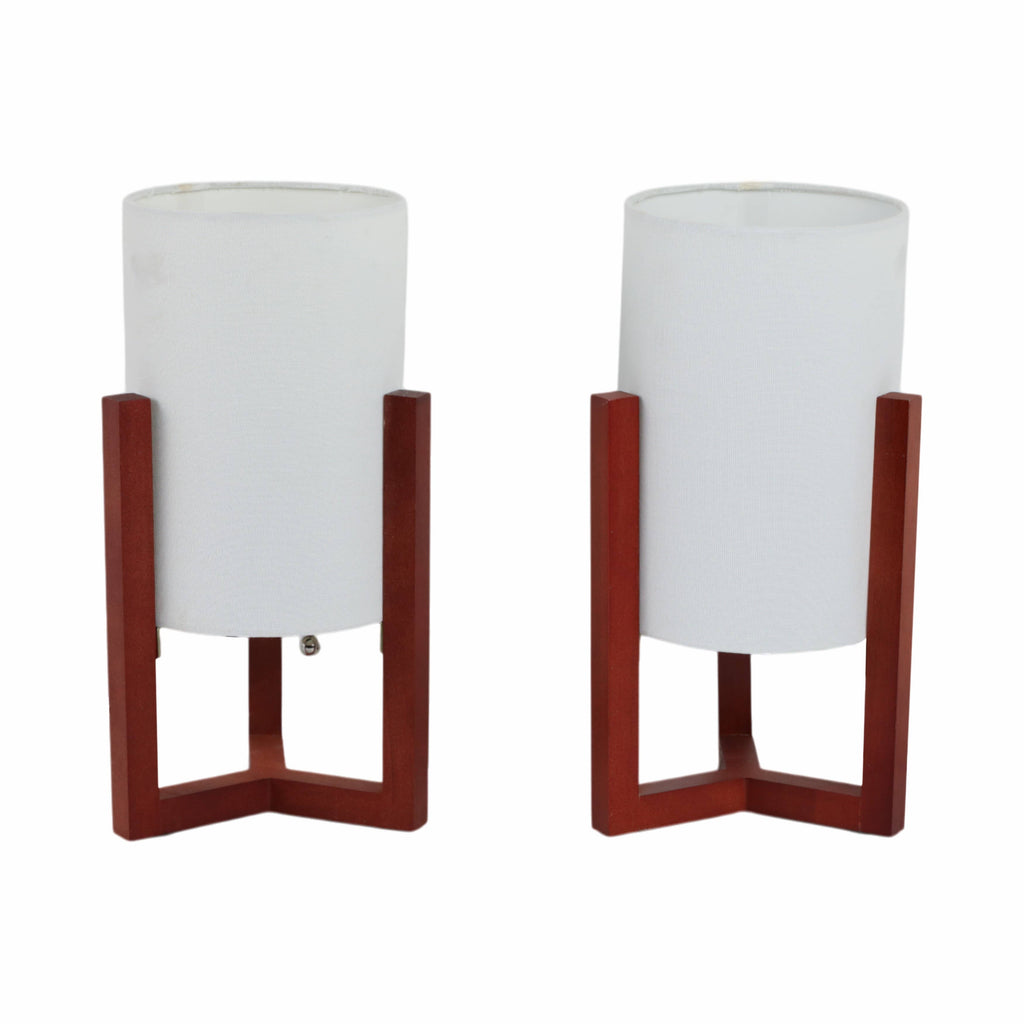 Sagebrook Home - Red Wood Cylinder Tripod Lamp