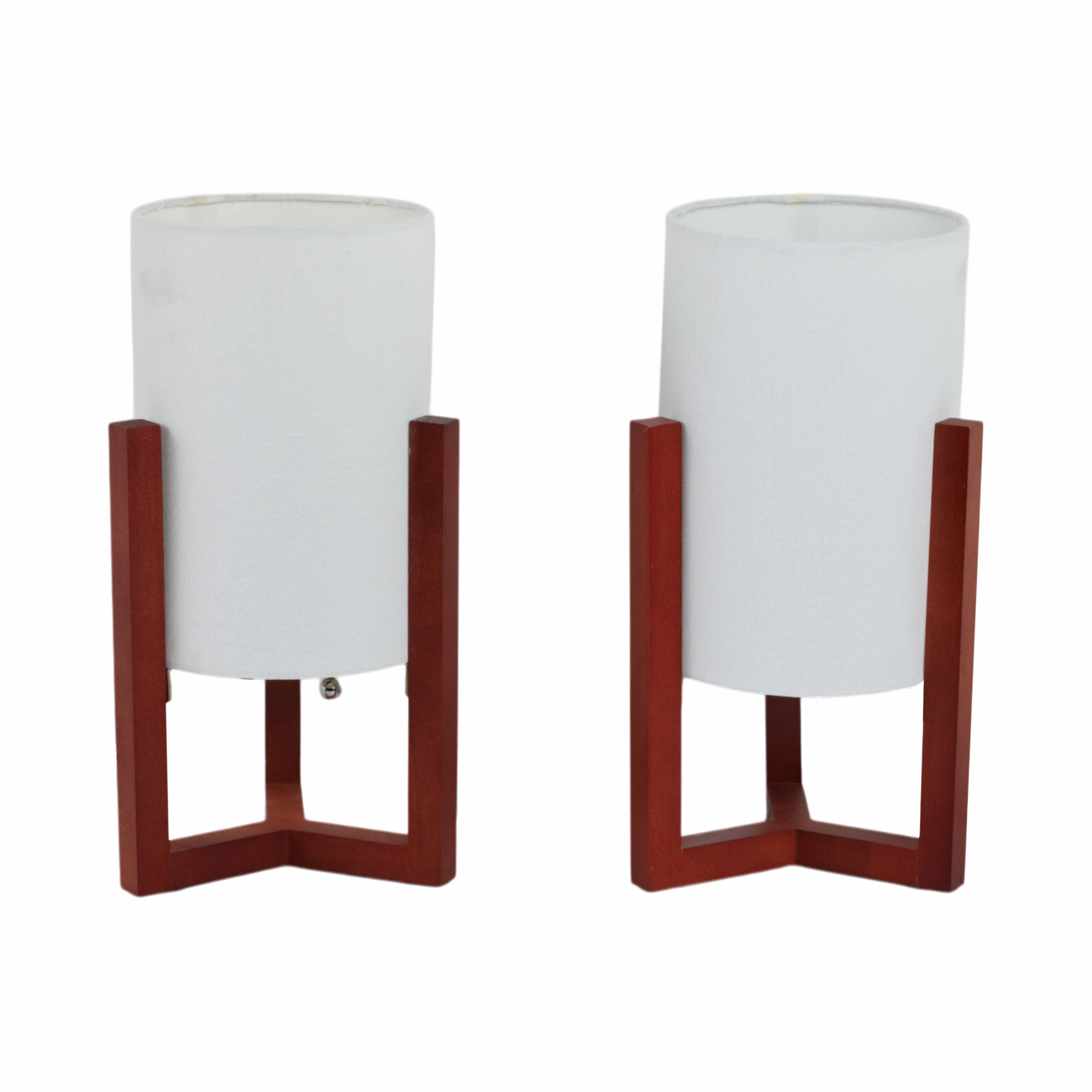 Sagebrook Home - Red Wood Cylinder Tripod Lamp