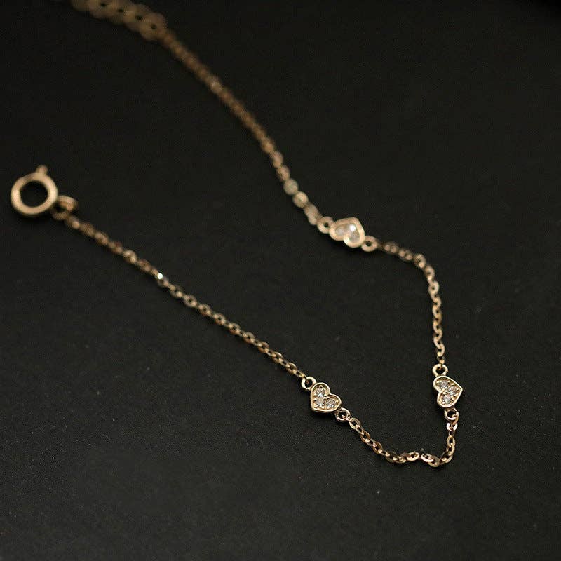 Perimade & Co. LLC - Dainty Silver Triple Heart Bracelet in 925 Sterling Silver