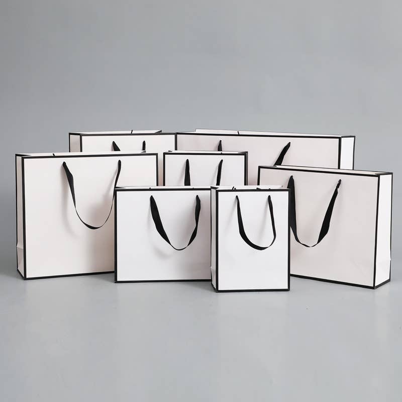 White with Black Border Paper Gift Bag