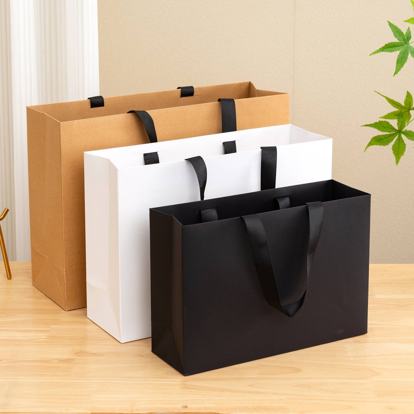 Premium Threaded Rope All Black Paper Gift Bag
