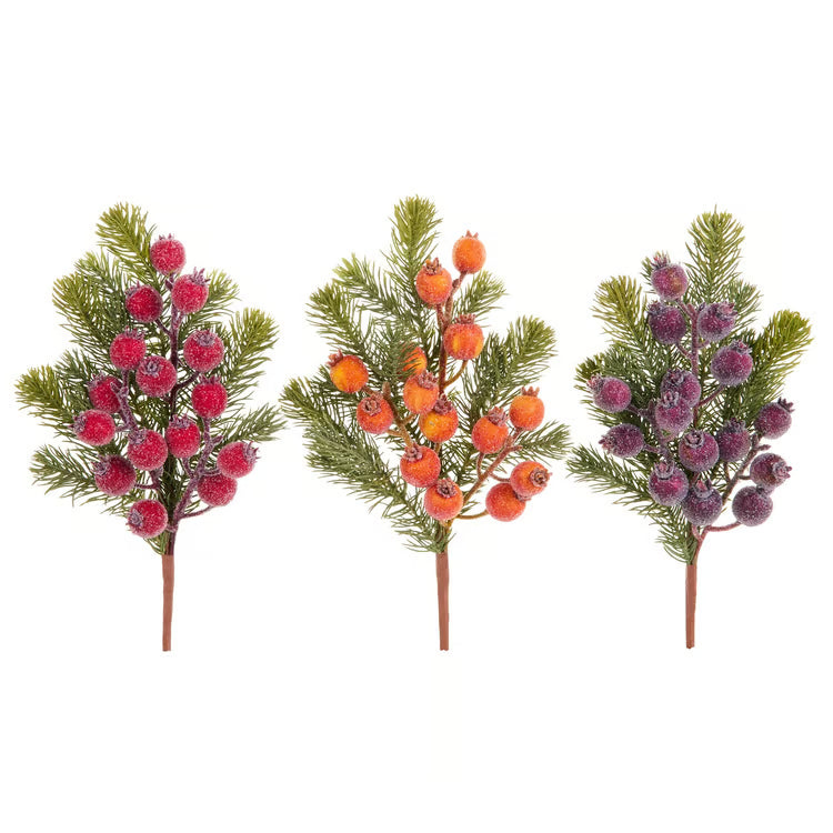Iced Berry & Greenery Spray 15.5"