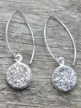 Sosie Designs -925 Silver Bezel Druzy Marquis Earrings -