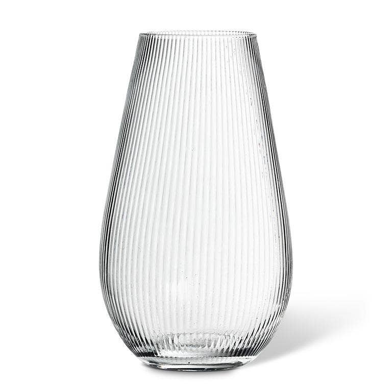 Large Narrow Optic Wide Bottom Vase - 10" H