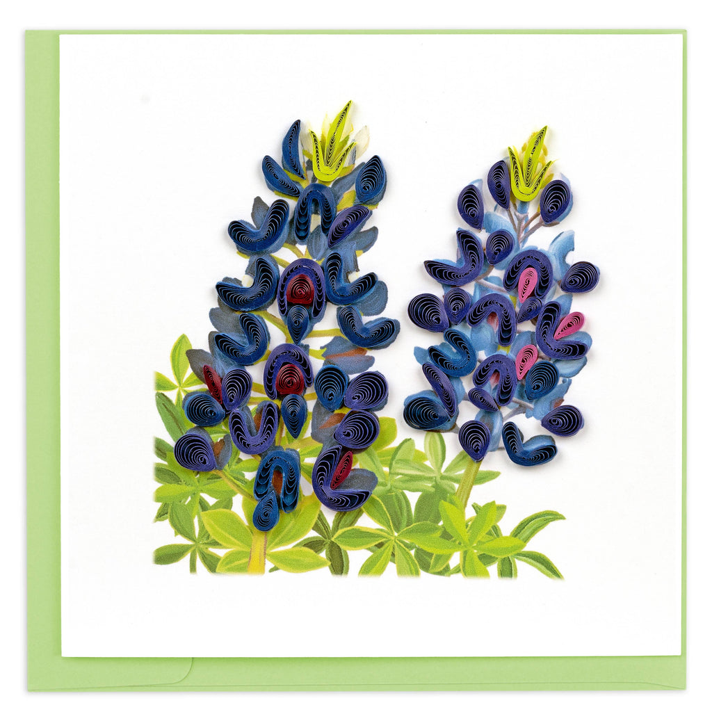 Quilling Greeting Card - Quilled Bluebonnets Greeting Card